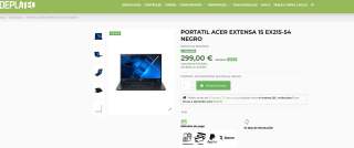 Portátil ACER EXTENSA 15 EX215-54 I3 1115G4 8GB SSD 256GB 15.6 FHD IPS por 299€
