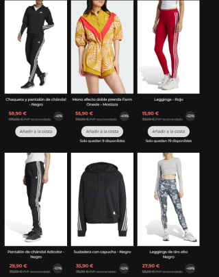 Rebajas hasta 70% descuento calzado y ropa Adidas