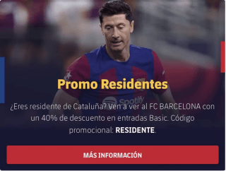 Código 40% Descuento entradas de Fútbol FC Barcelona para Residentes