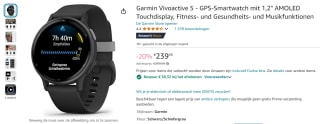 Garmin Vivoactive 5 horloge voor €201,67 bij Amazon DE