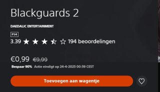 Blackguards 2 voor €0,99 in de Playstation Store