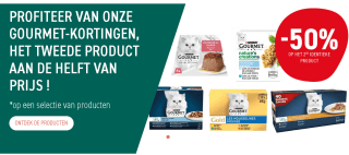 50% korting op het 2e item van Purina gourmet