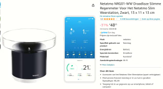 Netatmo draadloze regenmeter voor €48,63 bij Amazon