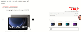 SAMSUNG Tab S9 FE - 10.9 inch - 128 GB - Zwart - Wifi voor €412,37 bij de MediaMarkt