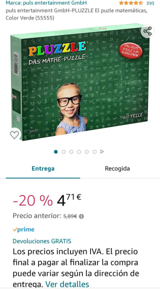 Puzle clase de matemáticas 500 piezas por 4,41€