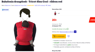 Babylonia draagdoek - Tricot-Slen Cool - ribbon red voor €20 bij Bol.com