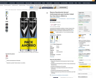 Desodorante Rexona Aerosol Antitranspirante Cobalt Dry Pack Ahorro 200ml 2x Hombre a solo 3,13€