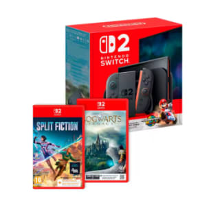 Consola Nintendo Switch 2 + Mario Kart World + Hogwarts + Split Fiction por 542,31€