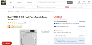 Bush TDT18HP 8KG Heat Pump Tumble Dryer - White - Only £300