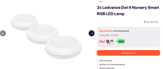 3x Ledvance Batterij-aangedreven 'Dot It Nursery Smart' RGB LED (nacht)lampje voor €9,95 bij Ibood