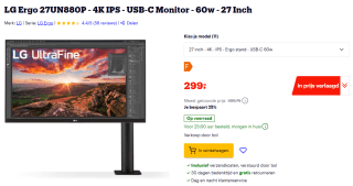 LG Ergo 27UN880P 27" monitor voor €299 bij Bol