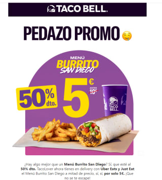 Menú Burrito San diego a mitad de precio