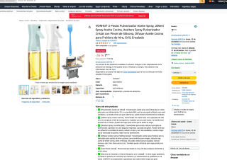 VORHOT 2 Piezas Pulverizador Aceite Spray 200ml + Pincel de Silicona por solo 7,67€