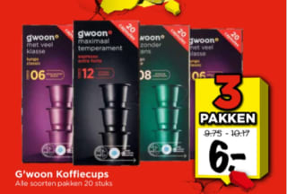 3 pakken G'woon koffie cups voor €6 bij de Vomar
