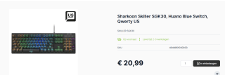 Sharkoon SKILLER SGK30 Blue, gaming toetsenbord voor €20,99 bij Caps