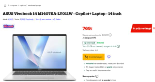 ASUS Vivobook 14 M1407KA-LY011W - Copilot+ Laptop - 14 inch voor €769 bij Bol