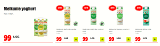 Alle Melkunie yoghurt Pak 1 liter voor maar €0,99 bij Dirk