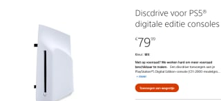 Playstation 5 Disc Drive voor €79,99 in de Playstation Store