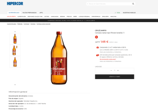 42 Botellas Cruzcampo Tipo Pilsen de 1 Litro por solo 41,66€