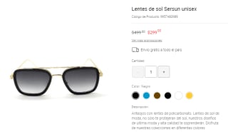 Lentes de Sol Sersun Unisex por $299 en Liverpool