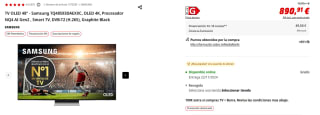 TV OLED 48" Samsung TQ48S93DAEXXC, OLED 4K, Procesador NQ4 AI Gen2 + 50€ reembolso por 806,65€