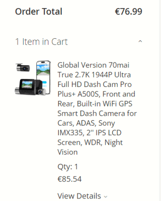 Xiaomi 70mai Dashcam Pro Plus voor €77 dmv code bij Gshopper