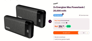 Energizer Max 20000mAh Power Bank 2 stuks voor €29,95 bij Ibood