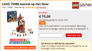 LEGO Harry Potter 75980 Aanval op Het Nest voor €75 bij Brickshop