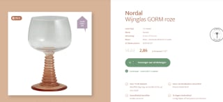 Roze Nordal GORM Wijnglas voor €2,86 bij Deens