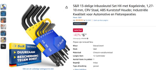 S&R 13-delige Inbussleutel Set HX met Kogeleinde voor €6,51 bij Amazon