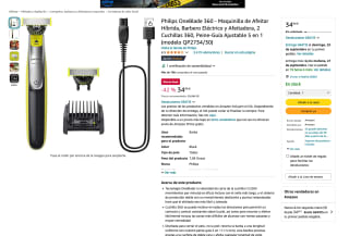 Maquinilla Philips OneBlade 360 de Afeitar Híbrida por solo 34,99€