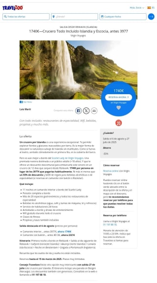 Crucero T.I Islandia y Escocia por 1740€.