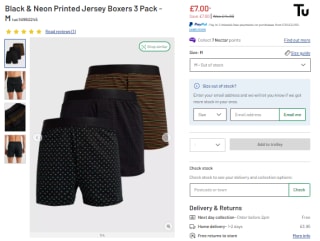 Grab 3 packs of black and neon printed jersey boxers for £7 at Argos
