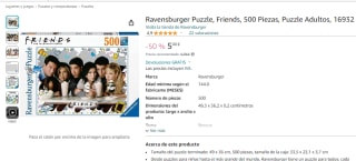 Puzzle de 500 piezas Friends - Ravensburger por 5€