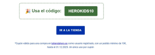 10% de descuento con tu compra mínima de 10€ em Hero, para registrados