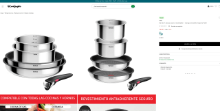 Set de 4 piezas acero inoxidable + mango extraíble Ingenio Tefal por solo 76,30€