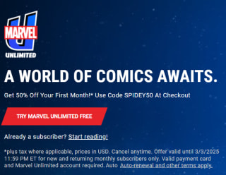 50% korting op je 1e maand bij Marvel Unlimited