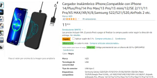 Cargador Inalámbrico para Iphone y Samsung por solo 5.39€