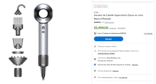 Secador de Cabello Supersónico Dyson por $5,499 en Walmart