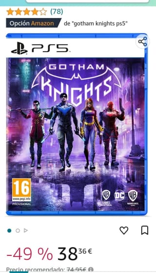 Warner Bros Gotham Knights Standard Edition PS5 por 38,36€.