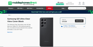 Official Samsung S21 Ultra Clear View Case in Black for £10