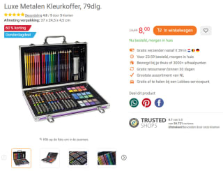 Luxe Metalen Kleurkoffer, 79dlg. voor €8 bij Lobbes