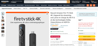 Appareil de streaming Fire TV Stick 4K (2nd génération) à 38,99€