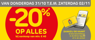 20% extra korting op je aankopen bij Brico