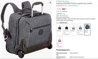 Kipling GIORNO Rugzak op wielen voor €80,79 bij Amazon
