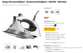 Singer Steamcraft stoomstrijkijzer voor €39,99