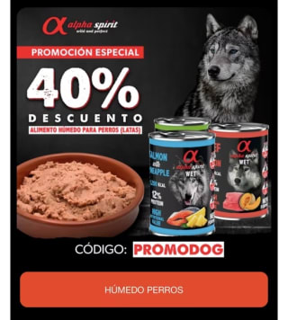 40% descuento comida húmeda para perros