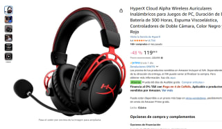 HyperX Cloud Alpha Wireless Auriculares Inalámbricos para Juegos por 119€
