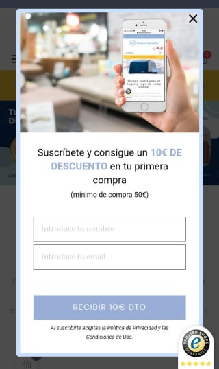 10€ de descuento para tu primera compra de 50€