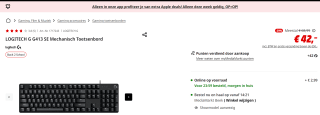 Logitech G413 SE Full-Size Mechanisch Gaming Toetsenbord voor €42 bij de MediaMarkt